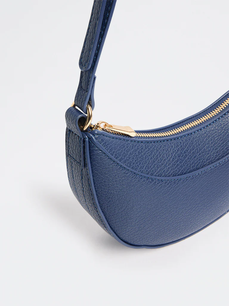 Westside Navy Textured Crescent Sling Bag - Image 2
