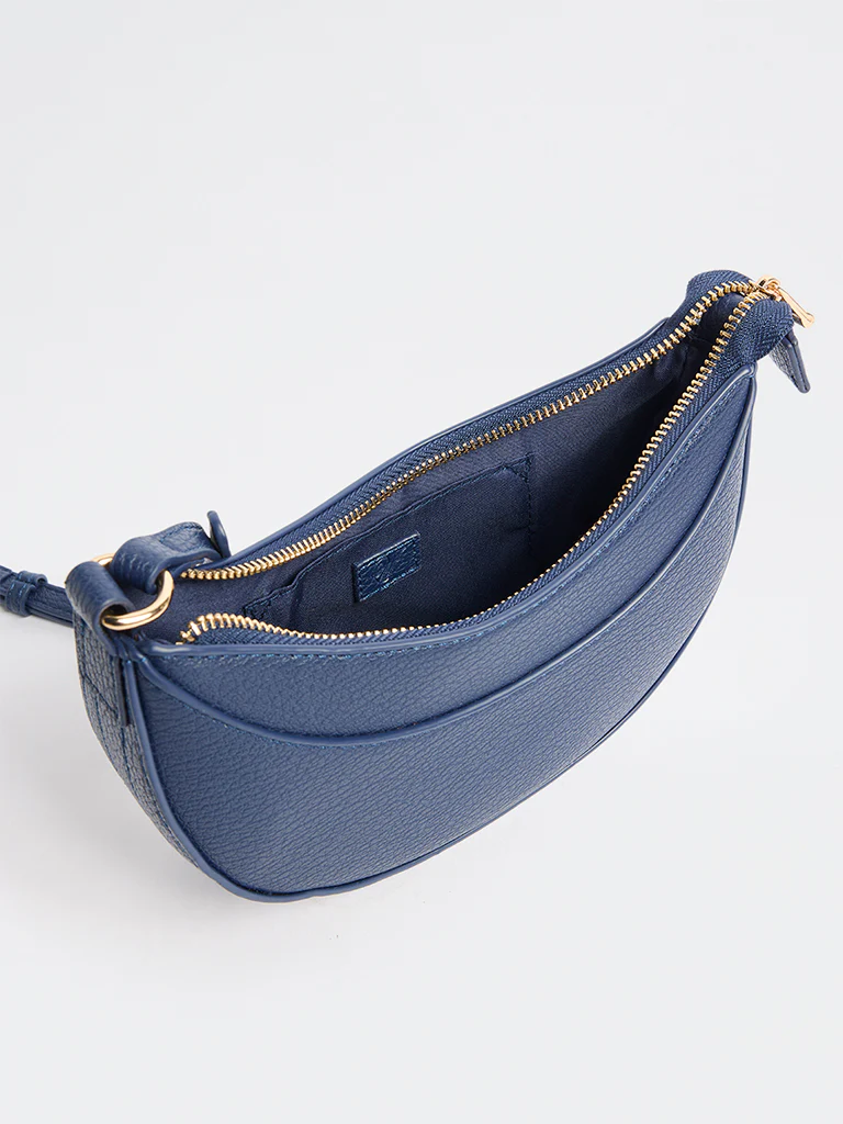 Westside Navy Textured Crescent Sling Bag - Image 3
