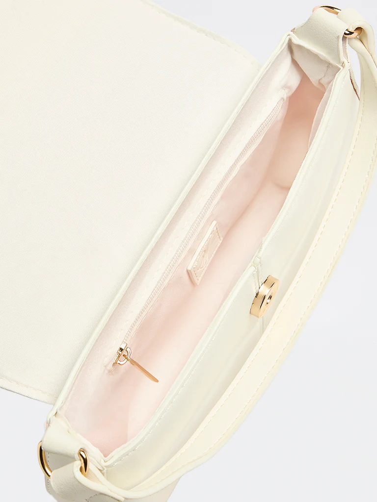 Westside Off-White Flap Crossbody Sling Bag - Image 4
