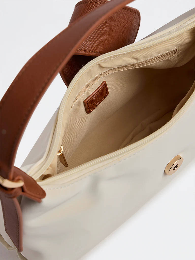 Westside Off-White Flap-Detailed Shoulder Bag - Image 3