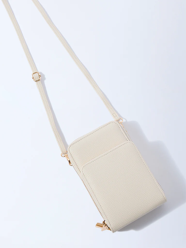 Westside Off-White Textured Wallet-Style Sling Bag