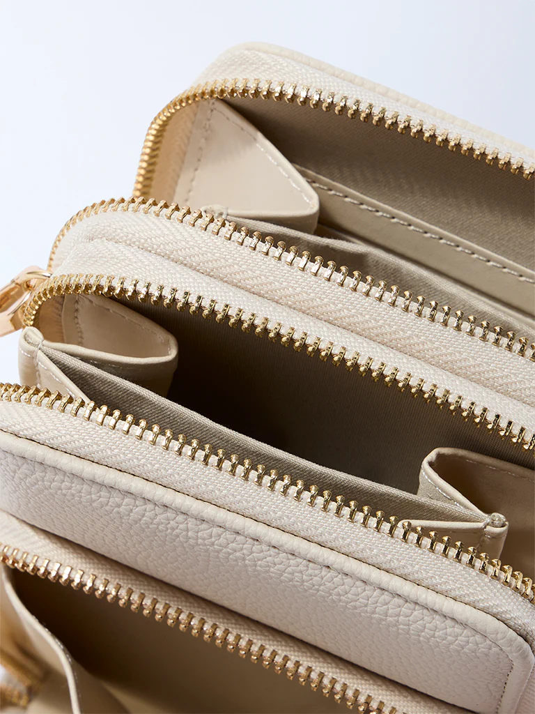 Westside Off-White Textured Wallet-Style Sling Bag - Image 3