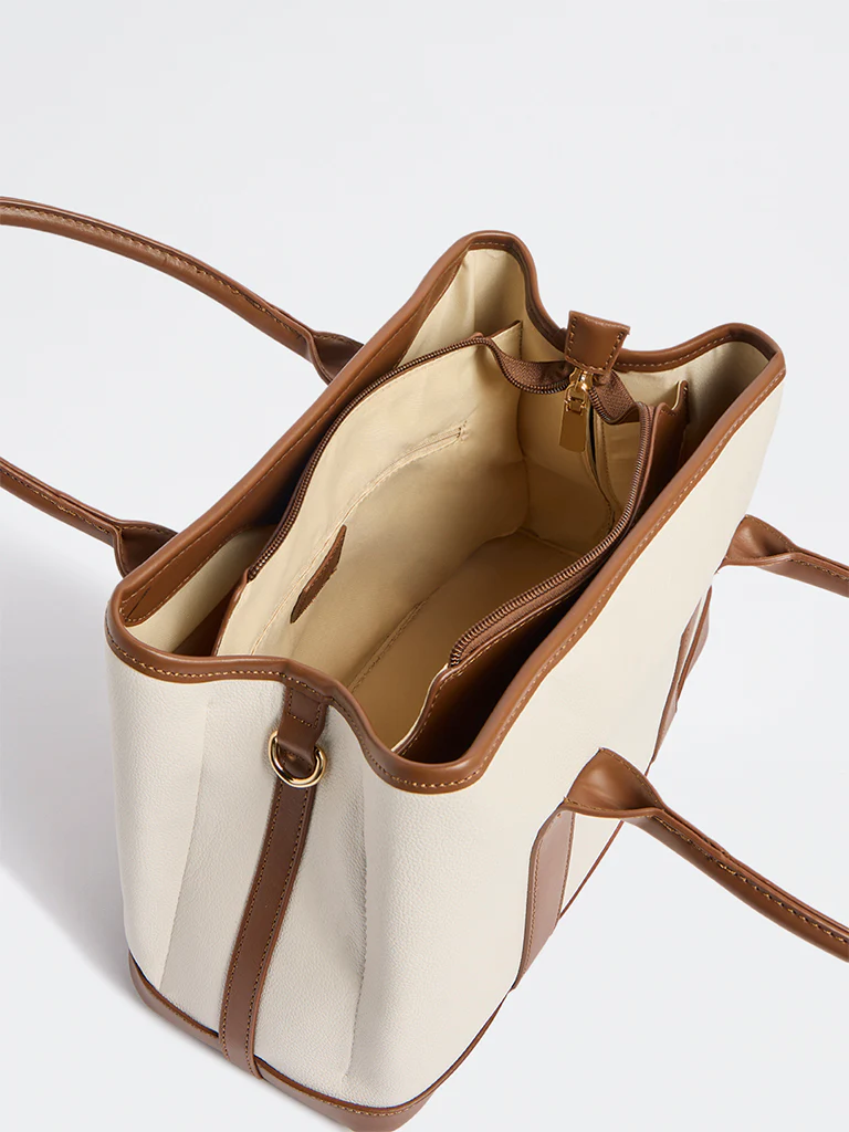 Westside Off-White Tote Bag with Sling - Image 4