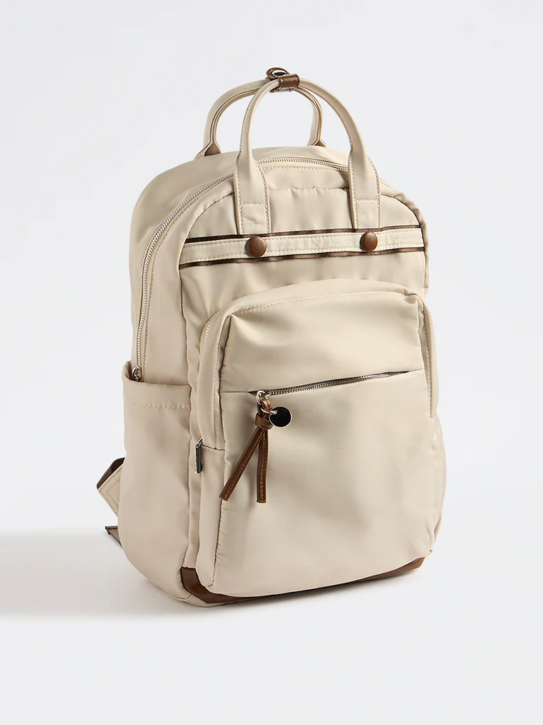 Westside Off-White Travel Backpack - Image 2