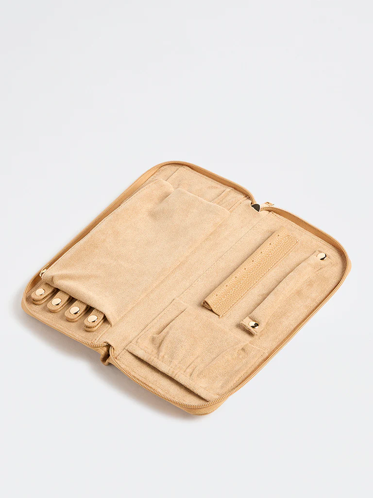 Westside Peach Textured Travel Jewellery Organizer - Image 3