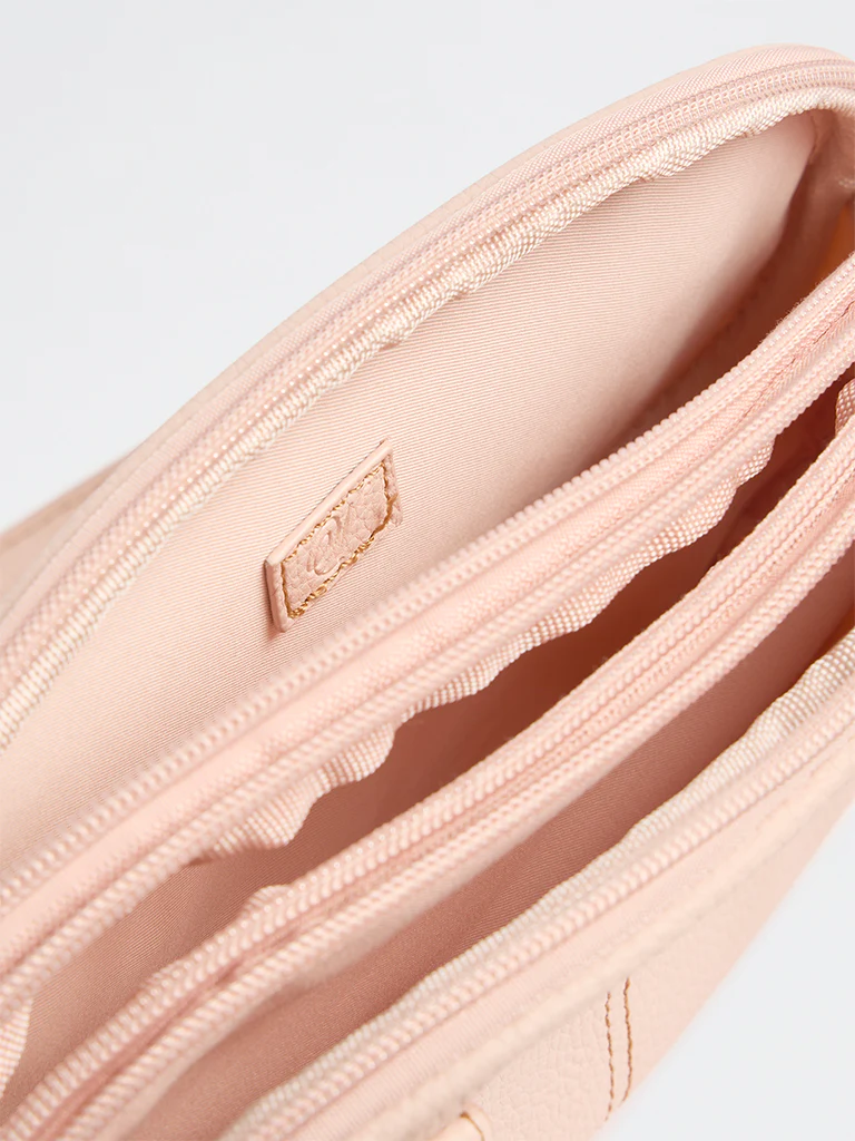 Westside Pink Textured Shoulder Bag with a Scarf - Image 4