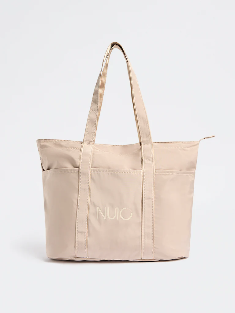 Westside Taupe Typographic Gym Tote Bag