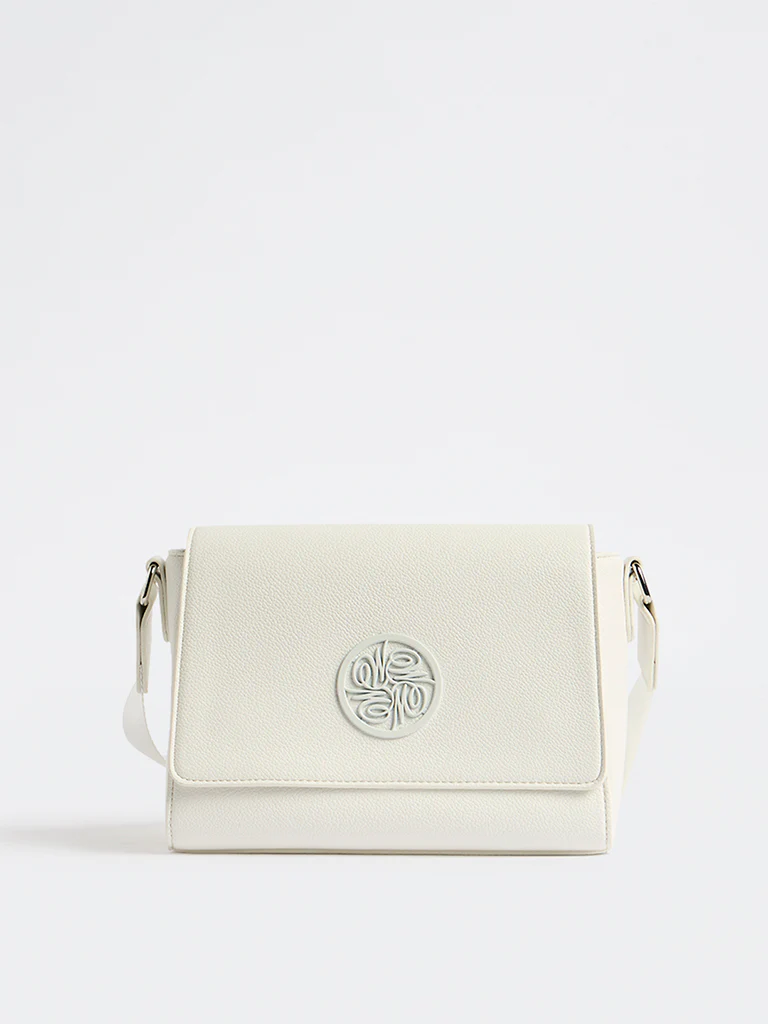 Westside White Embossed Sling Bag