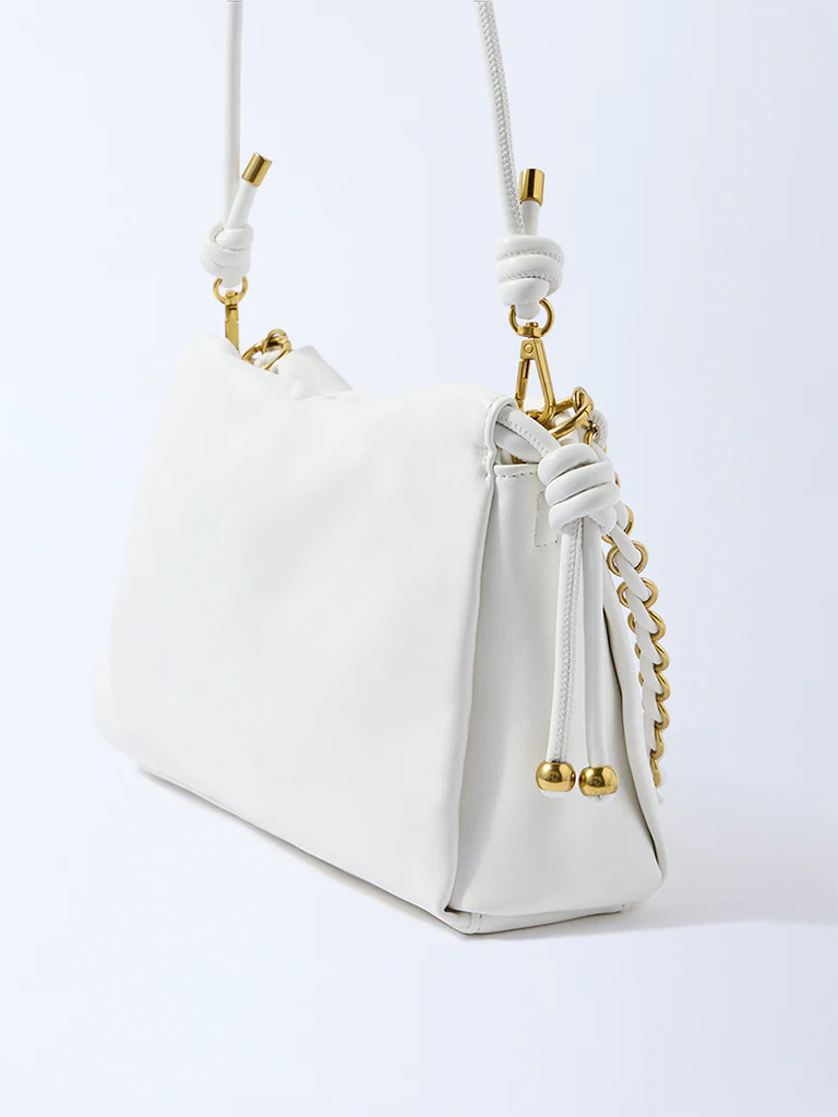 Westside White Solid Sling Bag - Image 2