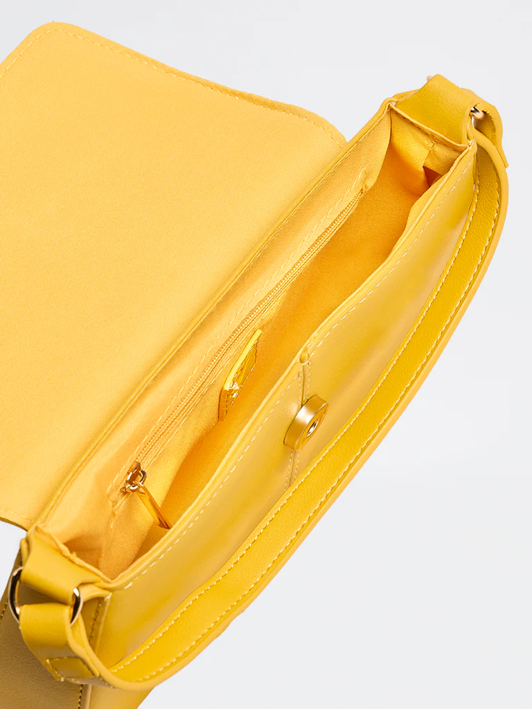 Westside Yellow Flap Crossbody Sling Bag - Image 4