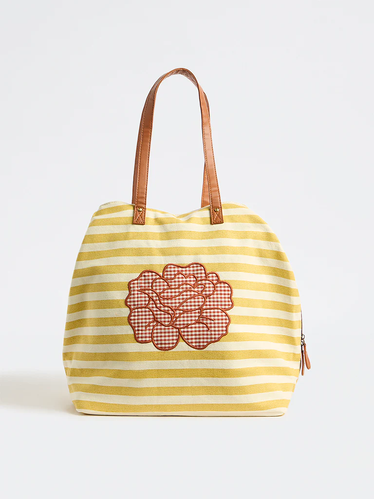 Westside Yellow Stripe-Pattern Tote Bag