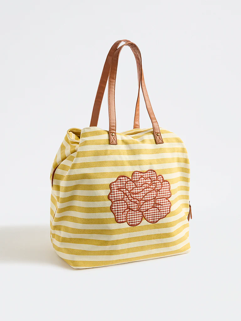 Westside Yellow Stripe-Pattern Tote Bag - Image 2