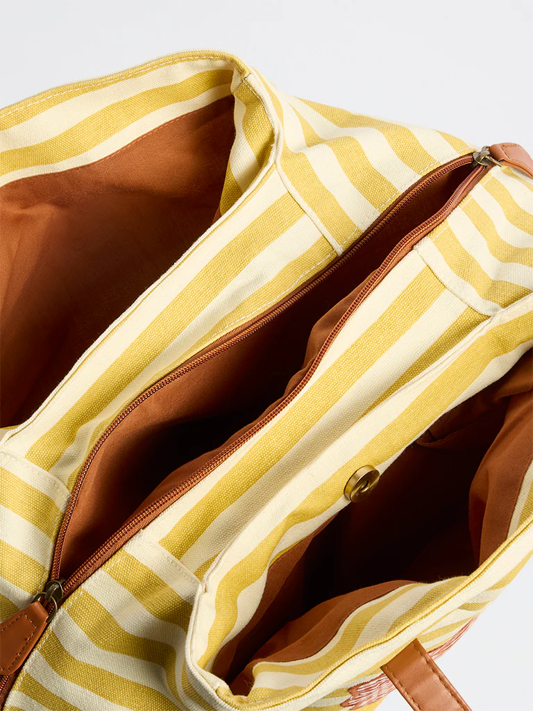 Westside Yellow Stripe-Pattern Tote Bag - Image 4