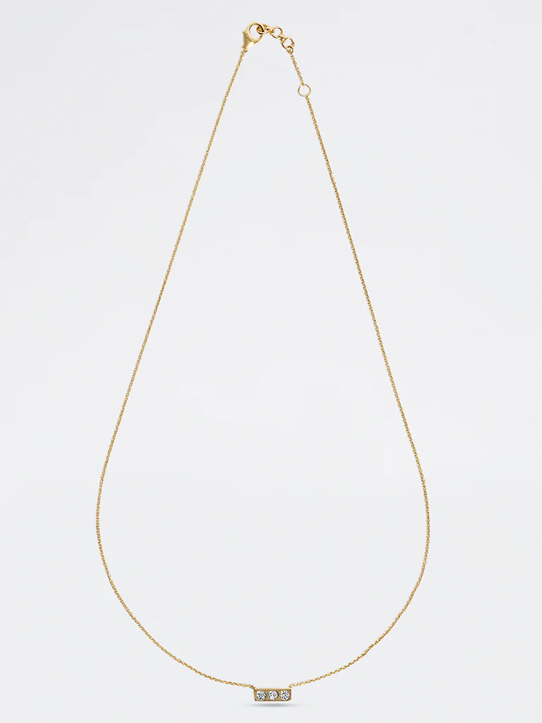 3 Stone Bezel Lab Diamond Necklace - Image 2