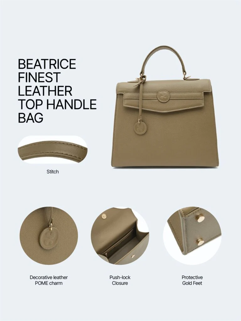 Beatrice Finest Leather Top Handle Bag - Image 6