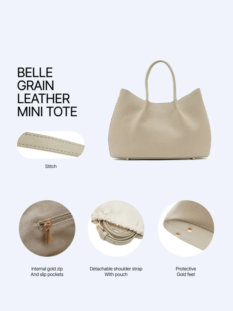 Belle Grain Leather Mini Tote - Image 6