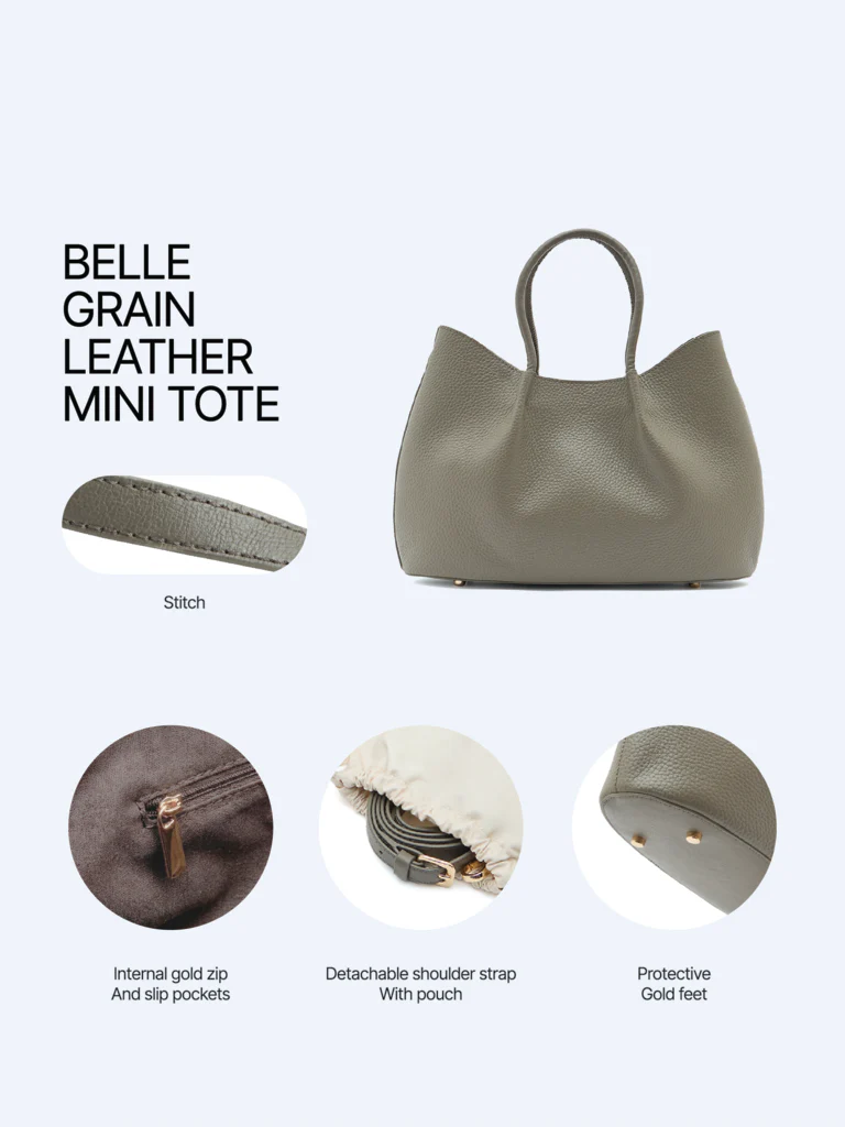 Belle Grain Leather Mini Tote - Image 6