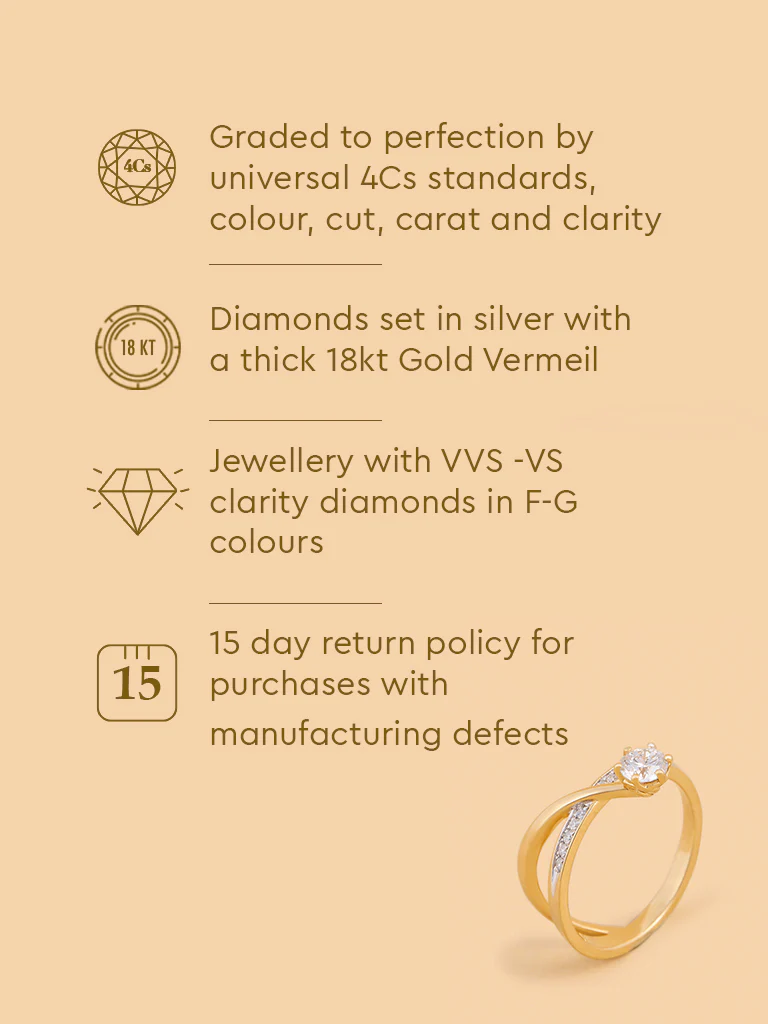 Classic Comet Gold Plated Lab Diamond Solitaire Ring - Image 5