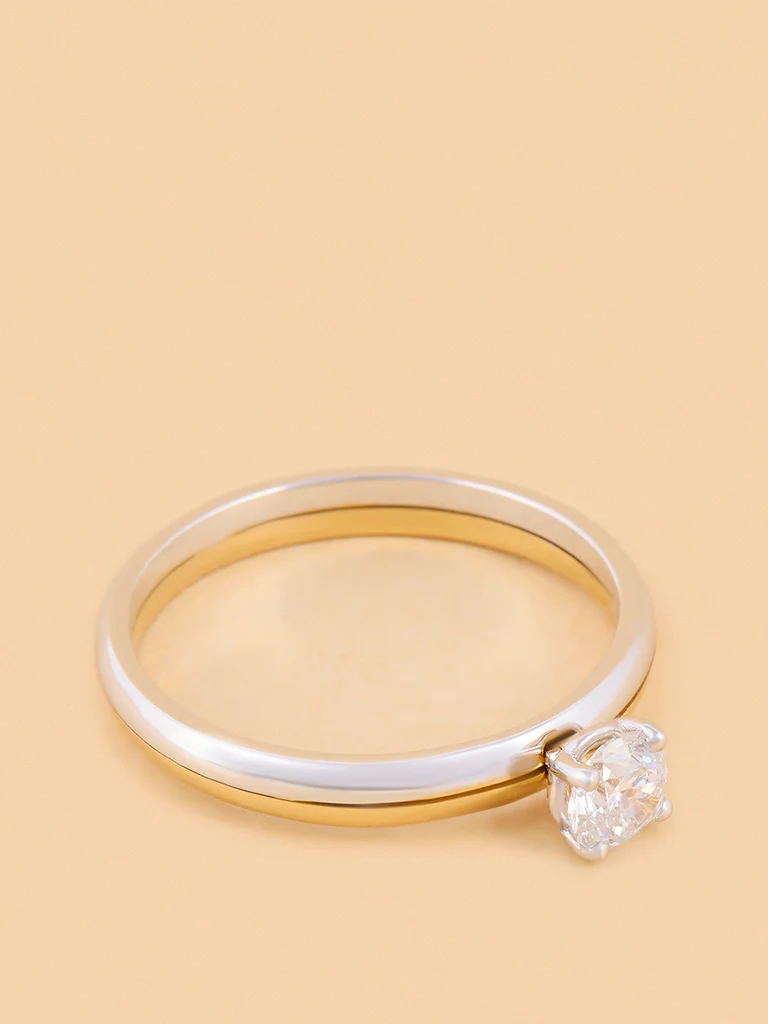 Classic Dual Tone Solitaire Lab Diamond Ring - Image 3