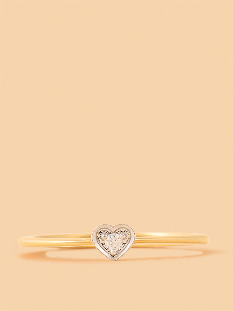 Classic Lab Diamond Pinched Shank Heart Ring - Image 3