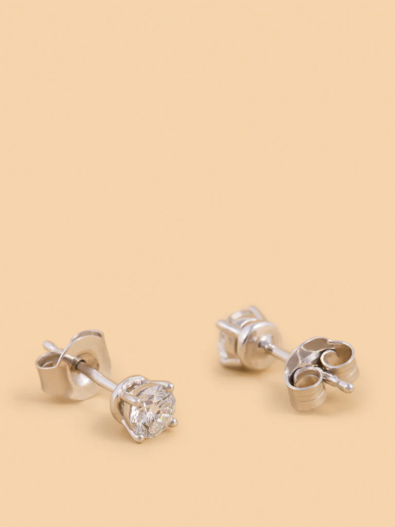 Classic Round Solitaire Lab Diamond Earrings - Image 2