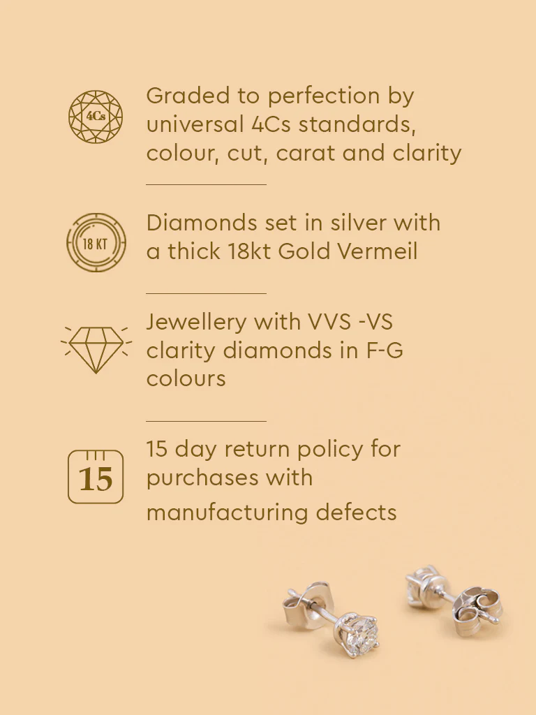Classic Round Solitaire Lab Diamond Earrings - Image 5