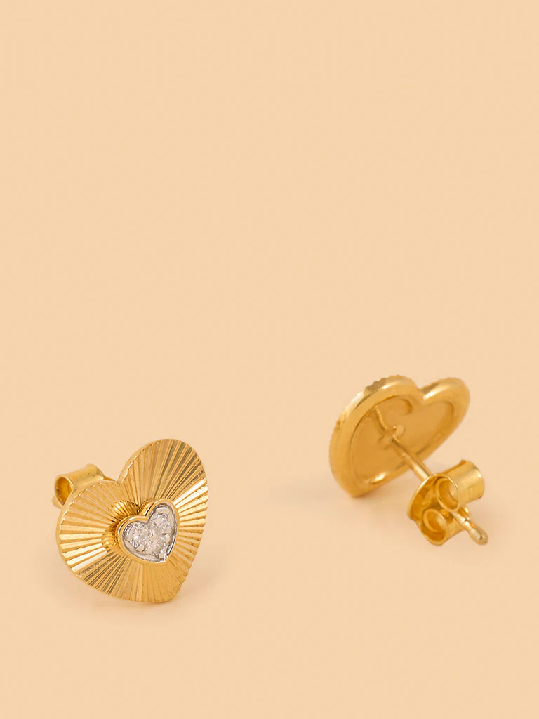 Dainty Lab Diamond Metal Halo Heart Studs - Image 2