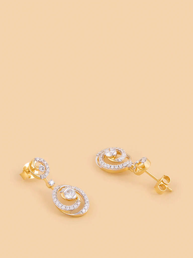 Dual Spiral Drop Earrings with Lab Diamond - Image 2