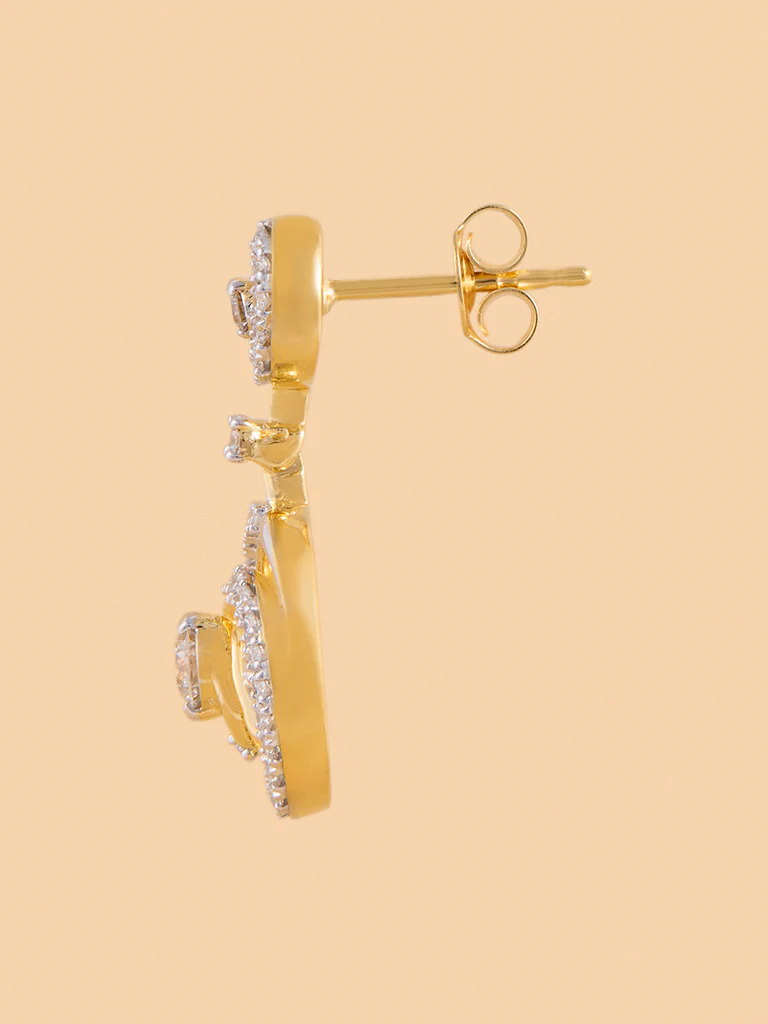 Dual Spiral Drop Earrings with Lab Diamond - Image 3