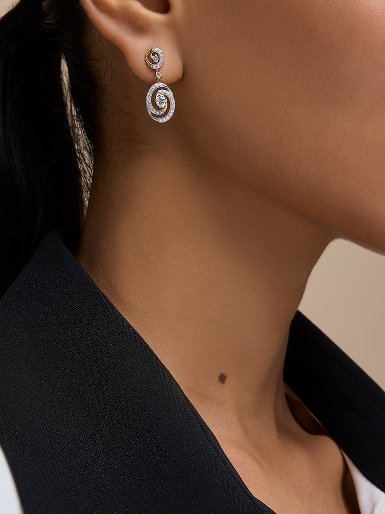 Dual Spiral Drop Earrings with Lab Diamond - Image 6