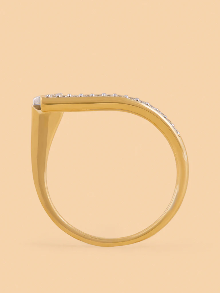 Edgy Gold Plated Lab Diamond Solitaire Ring - Image 3