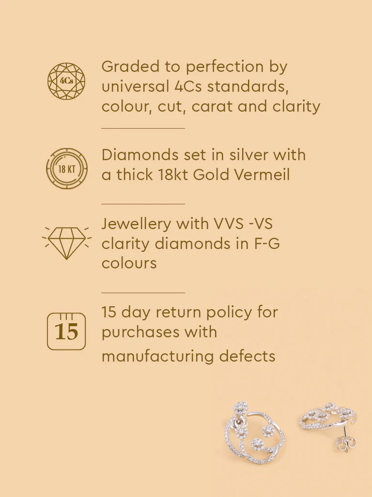Elegant Floral Circle Lab Diamond Earrings - Image 5