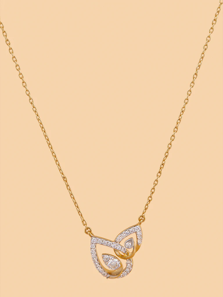 Elegant Teardrop Gold Plated Lab Diamond Necklace - Image 3