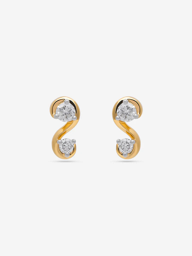 Gold and Lab Diamond Stud Earrings
