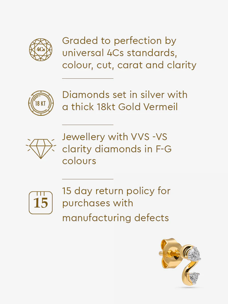 Gold and Lab Diamond Stud Earrings - Image 6