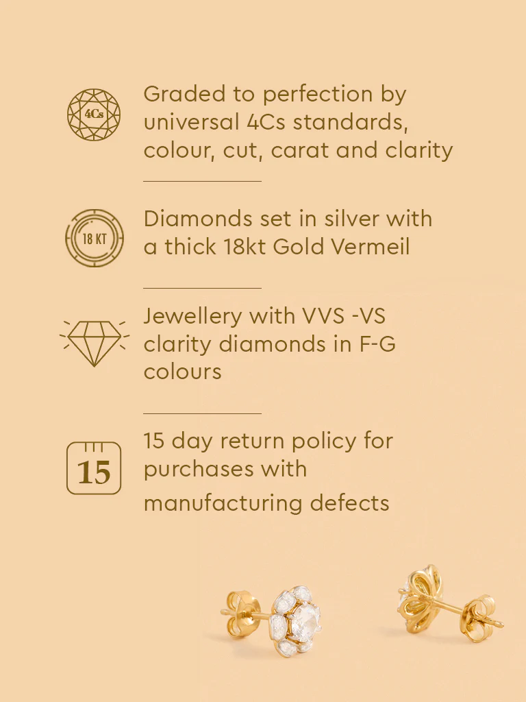 Gold Classic Floral Earrings - Image 5