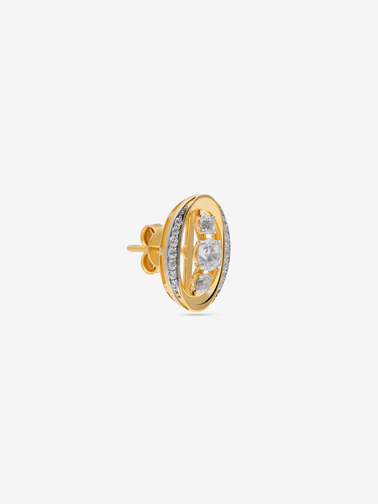 Gold Cluster Gold Plated Lab Diamond Stud Earrings - Image 3