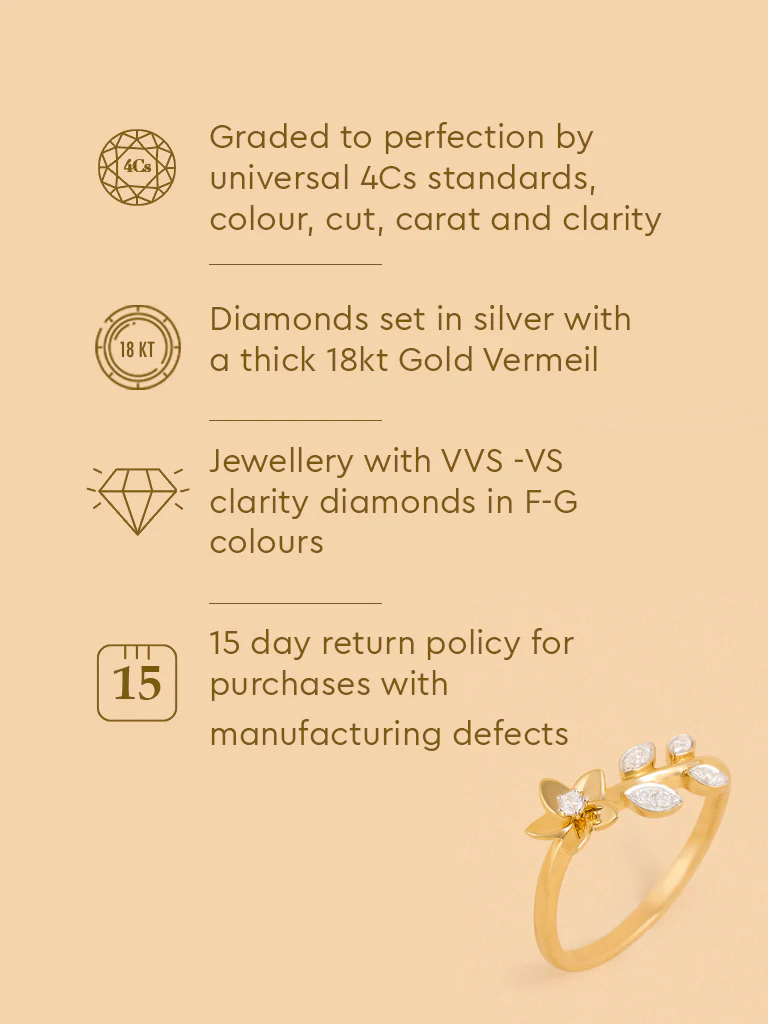 Gold Floral Solitaire Ring - Image 6