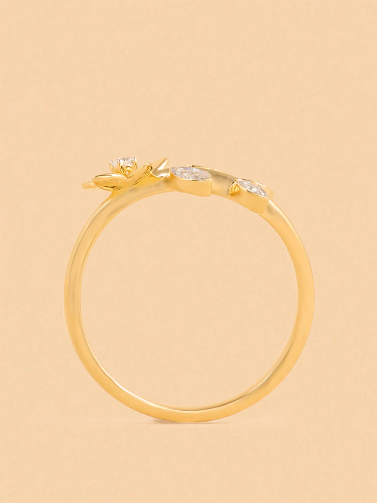 Gold Floral Solitaire Ring - Image 3