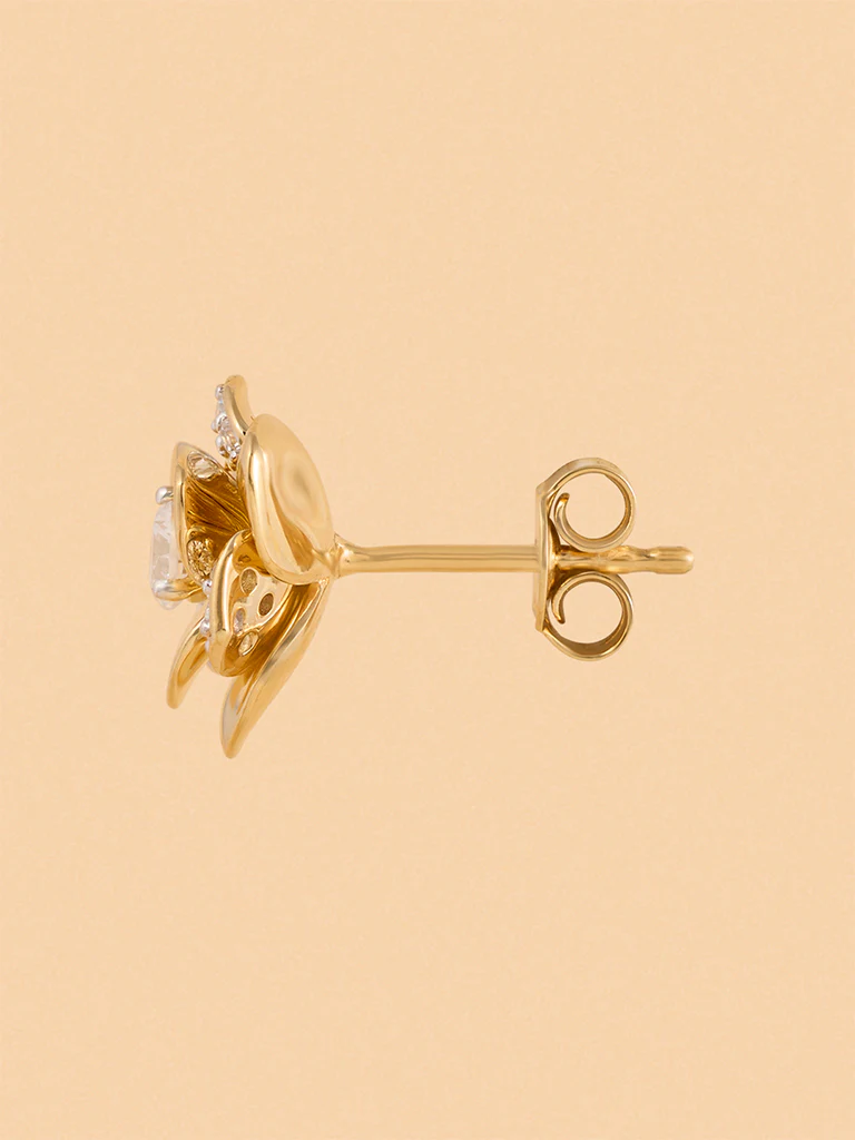 Gold Multilayer Rose Earrings - Image 2