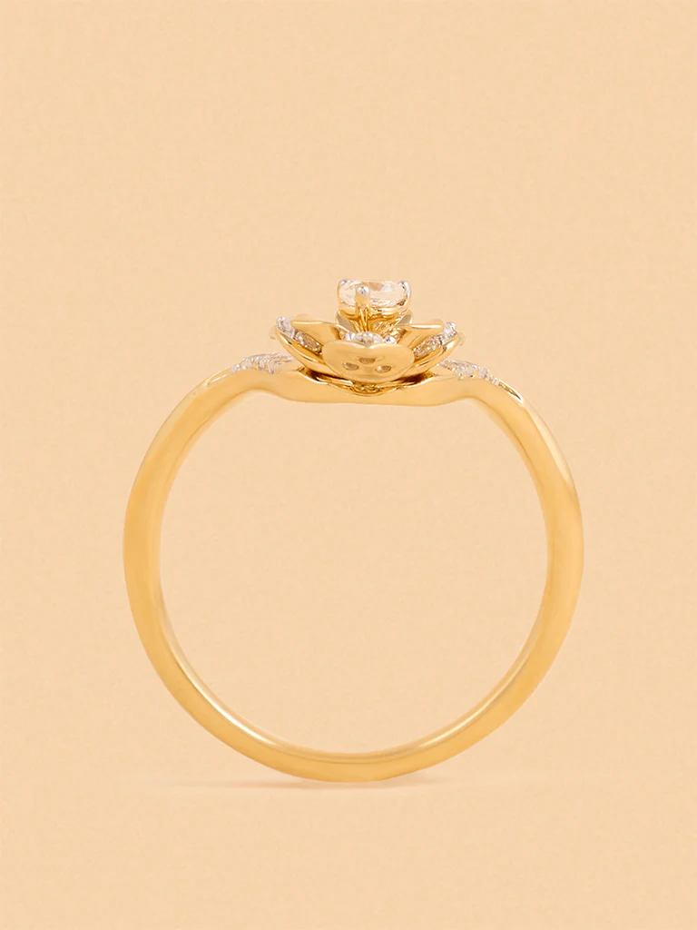 Gold Multilayer Rose V Ring - Image 2