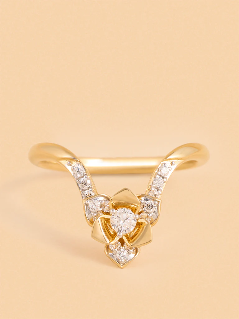 Gold Multilayer Rose V Ring - Image 3