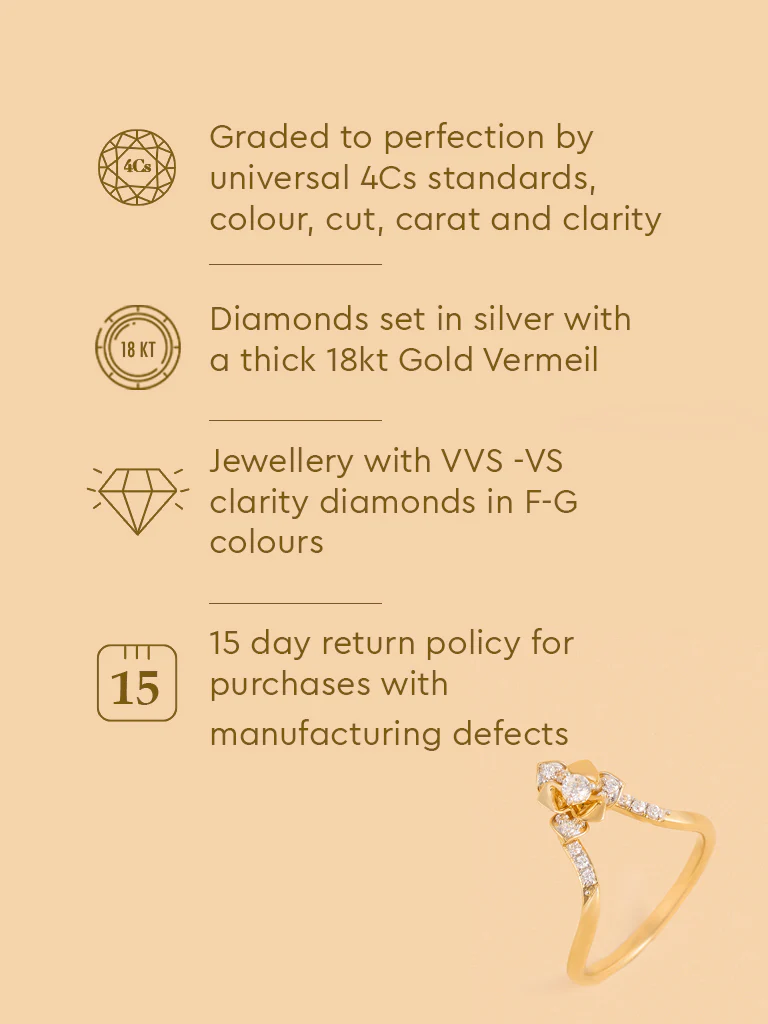 Gold Multilayer Rose V Ring - Image 5