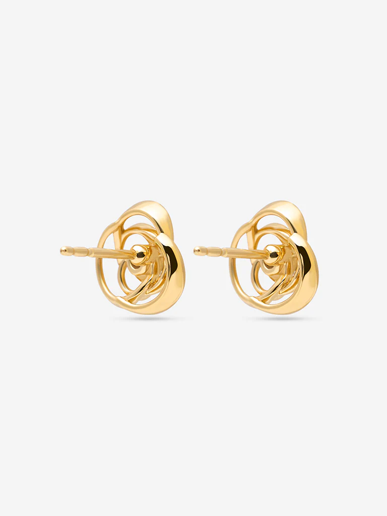 Gold Rosette Lab Diamond Stud Earrings - Image 4