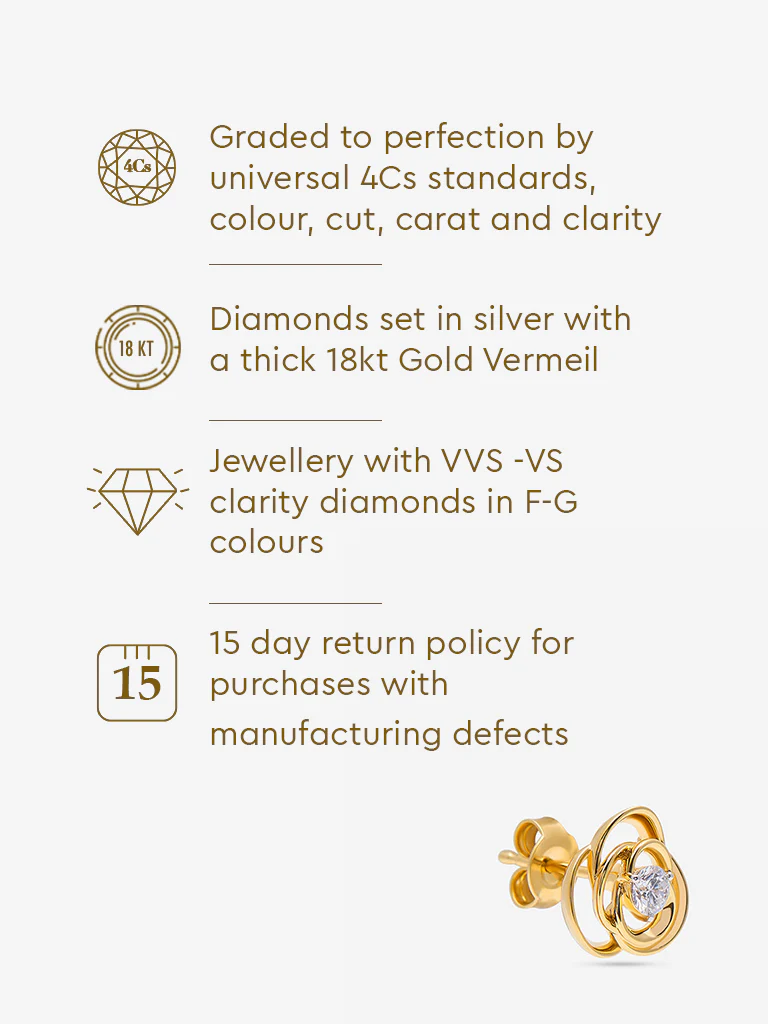 Gold Rosette Lab Diamond Stud Earrings - Image 6