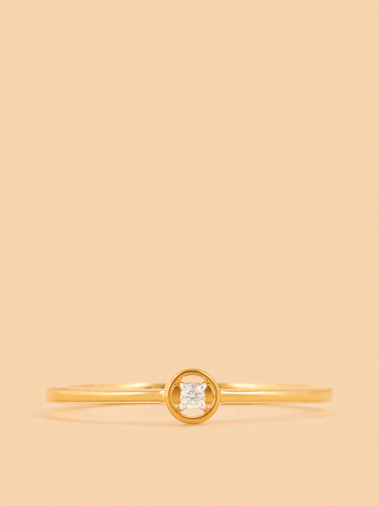 Gold Solitaire Sparkle Ring - Image 2