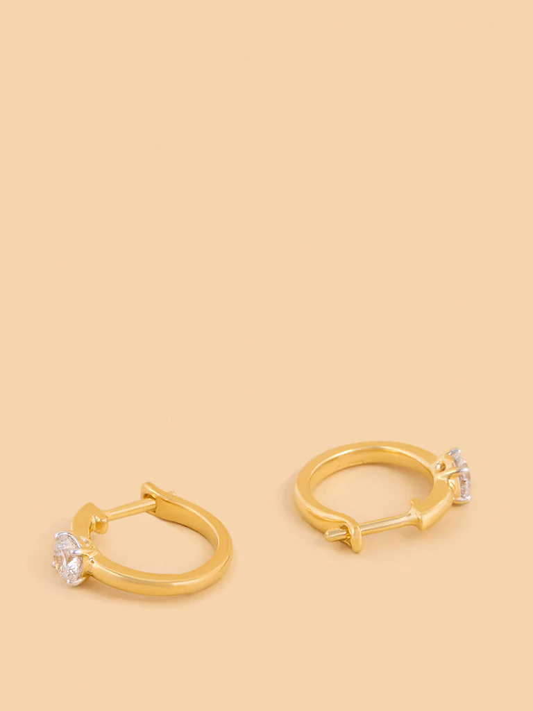 Hoop Solitaire Earring with Lab Diamond Accents - Image 2