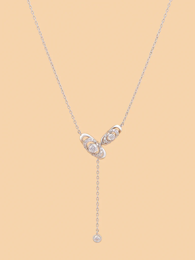 Oval Chain with Dual Lab Diamond Charm Necklace - Image 3