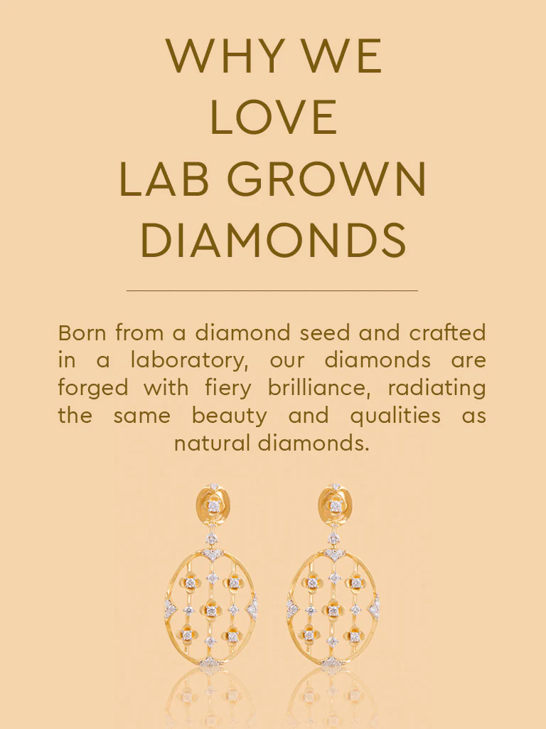 Oval Lab Diamond Earrings with Floral Detailing - Image 4