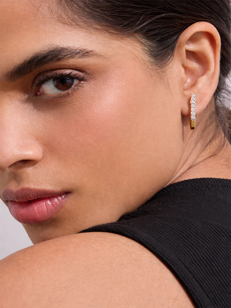 Pave Lab Diamond Classic Hoop Earrings